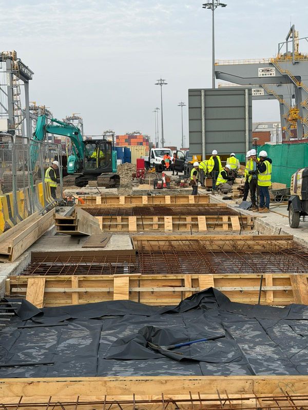 Wide shot of formwork team on site