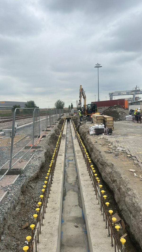 Rebar channel prepared for concrete pour